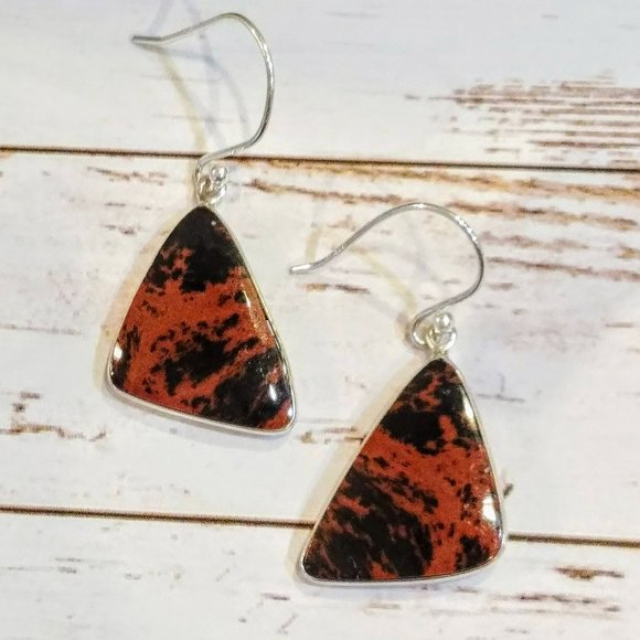 The Girl With Kaleidoscope Eyes Jewelry - Mahogany Jasper Sterling Earrings